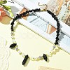 Natural Obsidian Bullet & Synthetic Moonstone Beaded Necklaces NJEW-JN04406-01-5
