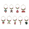 Christmas Theme Alloy Enamel Wine Glass Charms AJEW-JO00178-1