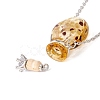 Glass Perfume Vial with Crown Pendant Necklace NJEW-H218-01H-6