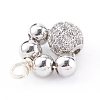 Brass Micro Pave Clear Cubic Zirconia Charms PALLOY-JF00638-02-3
