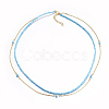 Faceted Synthetic Turquoise Tiered Necklaces NJEW-F212-06C-1