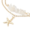 Natural White Moonstone Chips Beaded & Starfish Charms Double Layer Multi-strand Bracelet AJEW-AN00511-01-2