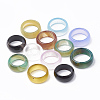 Natural Agate Wide Band Finger Rings X-G-T104-28-1