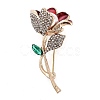 Valentine's Day Rose Flower Zinc Alloy Crystal Rhinestone Brooches JEWB-I031-03A-1