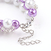(Jewelry Parties Factory Sale)Pearlized Glass Round Beads Bracelets BJEW-JB03306-02-3