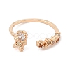 Brass Micro Pave Colourful Cubic Zirconia Open Cuff Rings for Women RJEW-Z073-01G-02-2