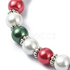 Colorful Glass Pearl Round Beaded Stretch Bracelet BJEW-JB09783-5