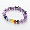 Chips and Round Chakra Natural Gemstone Beaded Stretch Bracelets BJEW-JB01990-2