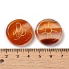 13Pcs Flat Round Natural Carnelian Rune Stones G-K335-08F-3