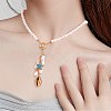 Natural Shell & Starfish Long Drop Pendant Necklace NJEW-SW00011-4