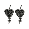 Rack Plating Brass Micro Pave Black Cubic Zirconia Stud Earring Finding EJEW-C102-05EB-01A-1