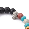 Natural Lava Rock & Synthetic Turquoise Beaded Stretch Bracelets BJEW-JB09985-01-4