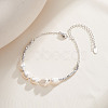 Shell Pearl & 925 Sterling Silver Beaded Bracelets for Women BJEW-G724-03P-3