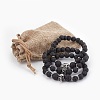 Natural Lava Rock Beads Stretch Bracelets BJEW-JB03959-3