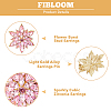 FIBLOOM 5 Pairs 5 Colors 3D Flower Cubic Zirconia Stud Earrings EJEW-FI0001-76-4