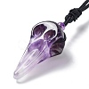 Natural Amethyst Plague Doctor Pendant Necklace with Nylon Rope NJEW-H009-01-10-3