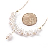 Shell Pearl Braided Pendant Necklace NJEW-TA00026-5