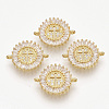 Brass Micro Pave Clear Cubic Zirconia Links connectors ZIRC-T012-62G-1