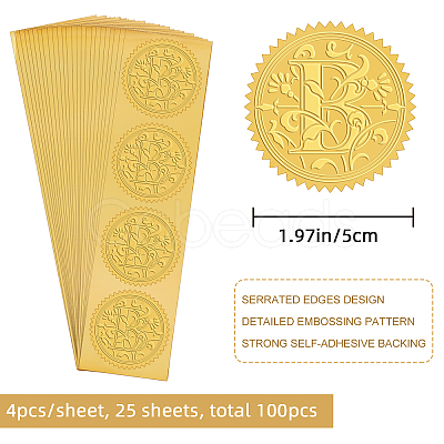 Self Adhesive Gold Foil Embossed Stickers DIY-WH0211-327-1