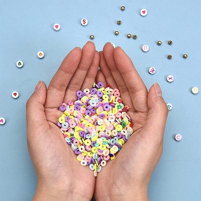 1633Pcs Disc/Flat Round & Flower Polymer Clay Beads CLAY-SZ0001-75-1