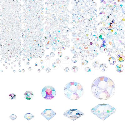 PANDAHALL ELITE 5 Style Resin Rhinestone Cabochons RESI-PH0001-53B-1