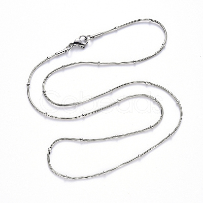 Non-Tarnish 304 Stainless Steel Round Snake Chain Necklace NJEW-S420-009B-P-1