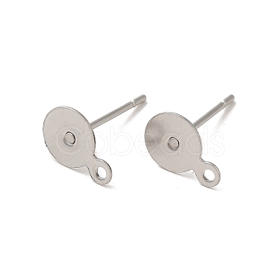 Non-Tarnish 304 Stainless Steel Flat Round Blank Peg & Post Ear Studs Findings X-STAS-E025-1-1