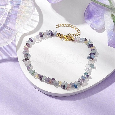 Natural Fluorite Anklets AJEW-AN00592-02-1