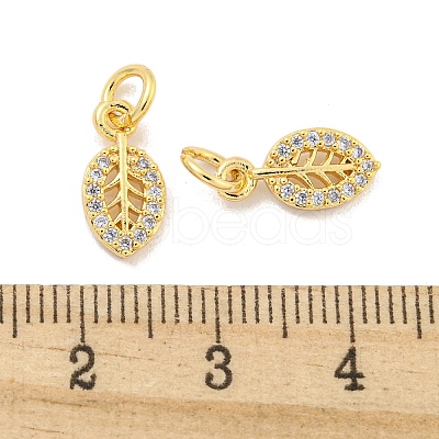 Brass Micro Pave Clear Cubic Zirconia Charms KK-Z044-25G-1