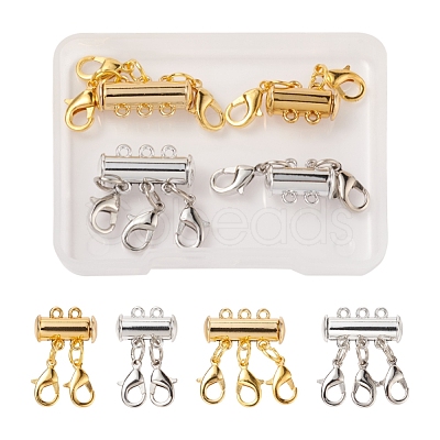 4 Sets 4 Style Alloy Magnetic Slide Lock Clasps FIND-YW0001-42-1