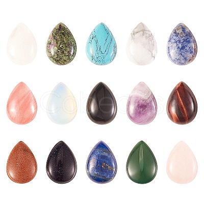 15Pcs 15 Style Natural & Synthetic Gemstone Cabochons G-SZ0001-72-1