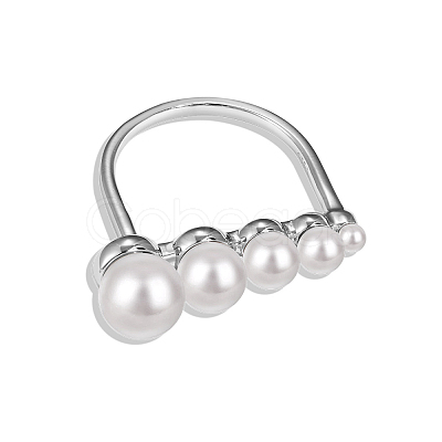 Anti-Tarnish Round Shell Pearl Finger Rings RJEW-Q813-04P-1