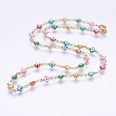 304 Stainless Steel Chain Necklaces STAS-P164-34G-1