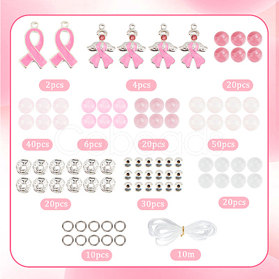 SUNNYCLUE DIY Breast Cancer Awareness Bracelet Making Kit DIY-SC0021-74-1