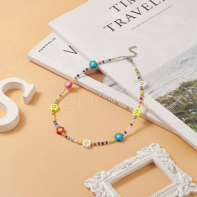 Glass Seed Bead Beaded Necklaces NJEW-JN04212-1