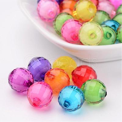 Mixed Color Transparent Acrylic  Faceted Round Beads X-TACR-S086-12mm-M-1