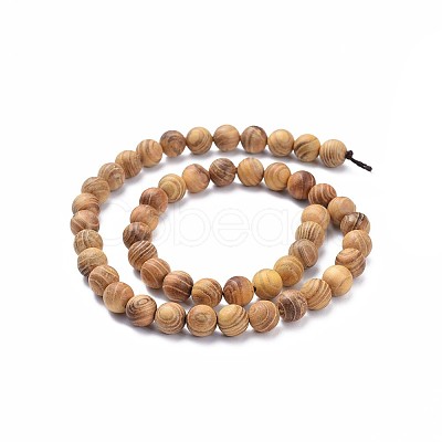 Natural Wood Beads Strands WOOD-F008-05-B-1