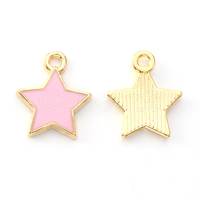 Light Gold Plated Alloy Enamel Pendants ENAM-R136-21B-1