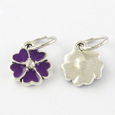 Enamel Style Flower Alloy Rhinestone Charms X-ENAM-S085-04-1