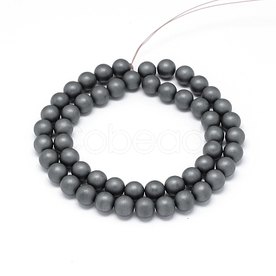 Frosted Non-magnetic Synthetic Hematite Round Bead Strands X-G-J344-8mm-1