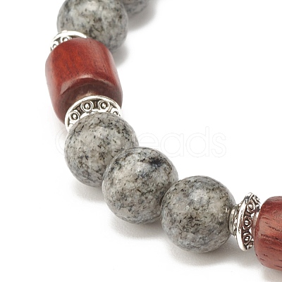 Natural Sesame Jasper Beaded Stretch Bracelet for Women or Men BJEW-JB07732-05-1