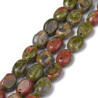 Natural Unakite Round Beads Strands G-Z006-A18-1