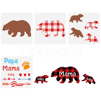 4Pcs 4 Styles Mother's Day Theme PET Hollow Out Drawing Painting Stencils DIY-WH0394-0012-1