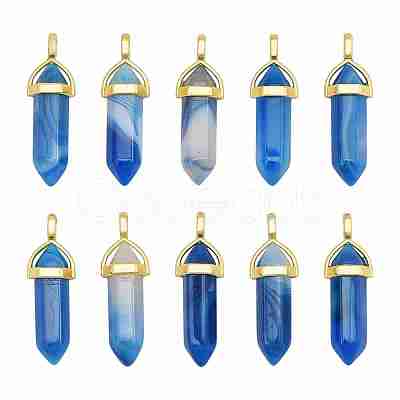 10Pcs Natural Banded Agate Pointed Pendants sgG-SZ0001-27-1