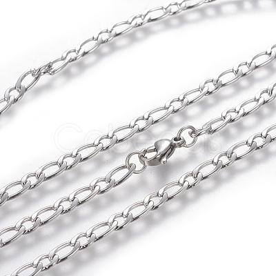 Non-Tarnish 304 Stainless Steel Figaro Chain Necklaces NJEW-E143-07P-1