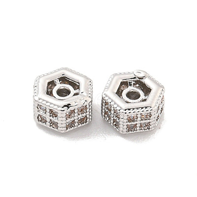 Brass Micro Pave CLear Cubic Zirconia Beads KK-Z044-07P-1