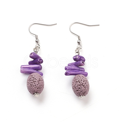 Natural Lava Rock Dangle Earrings EJEW-E260-A03-1