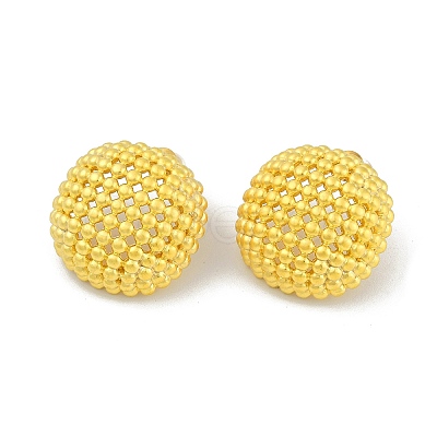 Hollow Half Round Brass Stud Earrings EJEW-Q391-21G-01-1