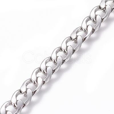 Tarnish Resistant 201 Stainless Steel Cuban Link Chains CHS-L020-037P-1