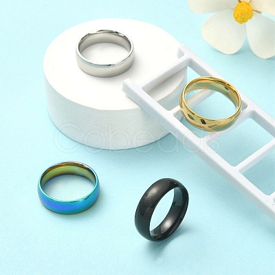 4Pcs 4 Colors 201 Stainless Steel Plain Band Rings Set for Women RJEW-YW0001-04-1